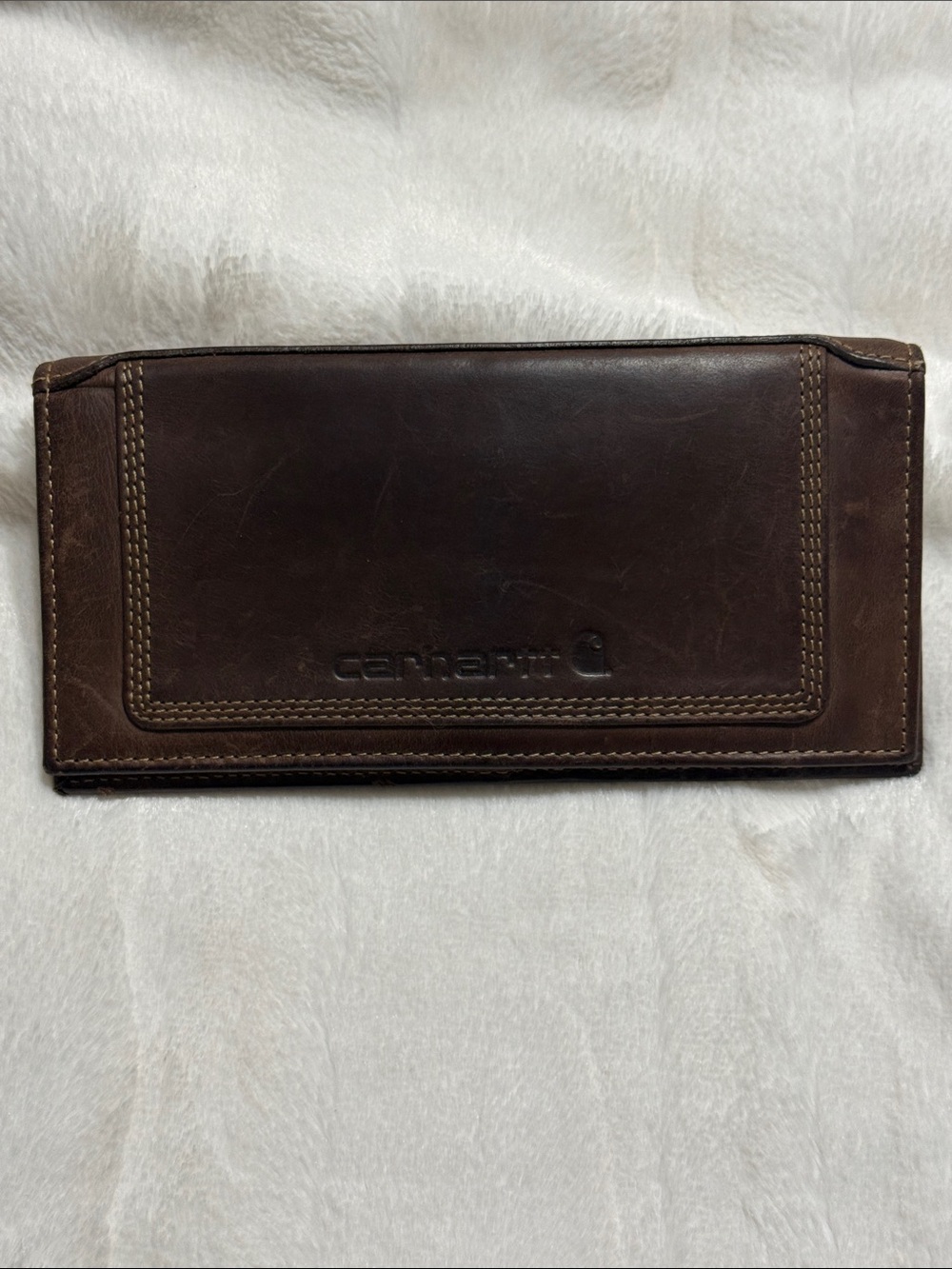 Carhartt Top Grain Brown Leather Triple-Stitched Rodeo Wallet 7 “ x 3 1/2”